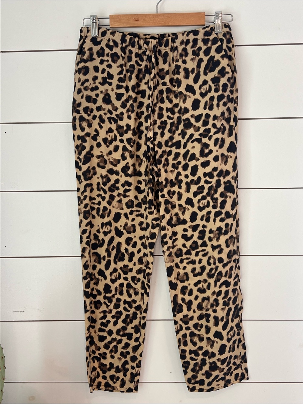 Zara Leopard Print Drawstring Pants‎ - Tan & Black